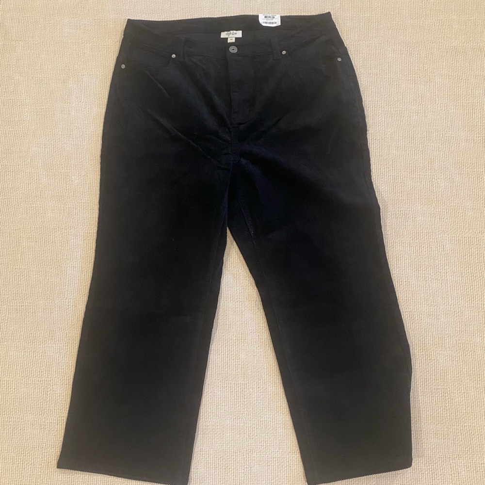 STYLE&CO 18W black corduroy high rise pants, wide leg